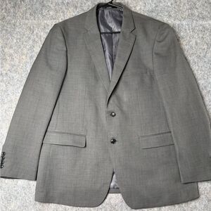 Carlo Lusso 150 Blazer Men 42R Gray Polyester Single-Breasted Notch Lapel Jacket